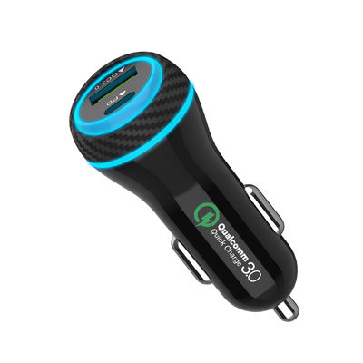 Adaptador do carregador do carro do QC 3,0 51W USB C USB A do paládio para o telefone celular